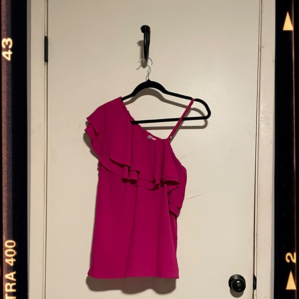 Pink Chiffon off the shoulder top